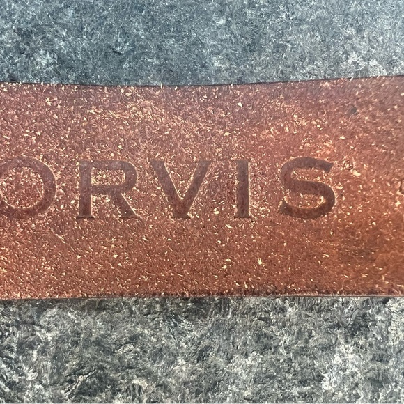 Orvis Leather Belt in Tan with Blue and Cream Cross Stitch Inserts - Size 36 - Picture 8 of 9